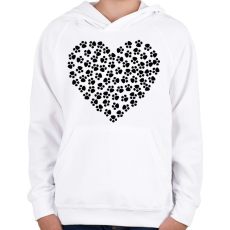 PRINTFASHION Cica szív - Gyerek kapucnis pulóver - Fehér
