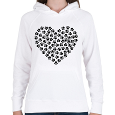 PRINTFASHION Cica szív - Női kapucnis pulóver - Fehér