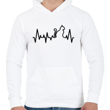 PRINTFASHION Cica szívverés - Férfi kapucnis pulóver - Fehér férfi pulóver, kardigán