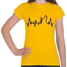 PRINTFASHION Cica szívverés - Női póló - Sárga női póló