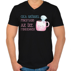 PRINTFASHION Cica szőrrel finomabb - Bögre - Férfi V-nyakú póló - Fekete