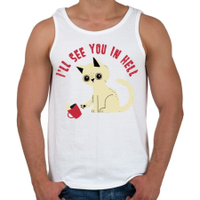 PRINTFASHION Cica - találkozunk a pokolban - Férfi atléta - Fehér atléta, trikó