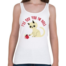 PRINTFASHION Cica - találkozunk a pokolban - Női atléta - Fehér női trikó