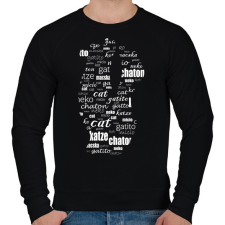 PRINTFASHION cica többnyelven - Férfi pulóver - Fekete férfi pulóver, kardigán