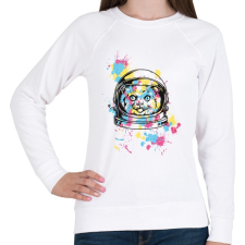 PRINTFASHION Cica - úrhajós - Női pulóver - Fehér női pulóver, kardigán
