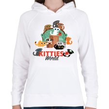 PRINTFASHION Cica világ - Női kapucnis pulóver - Fehér női pulóver, kardigán
