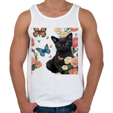 PRINTFASHION cica virágokkal és pillangókkal - Férfi atléta - Fehér atléta, trikó