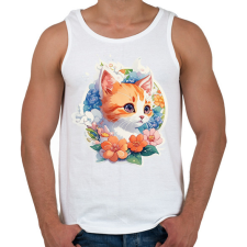 PRINTFASHION Cica virágokkal - Férfi atléta - Fehér atléta, trikó