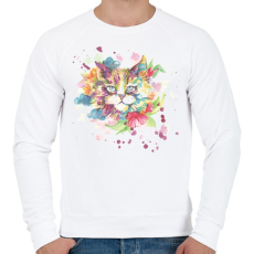 PRINTFASHION Cica vízfesték - Férfi pulóver - Fehér
