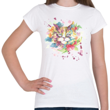 PRINTFASHION Cica vízfesték - Női póló - Fehér női póló
