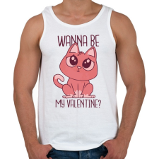 PRINTFASHION Cica - Wanna be my Valentine  - Férfi atléta - Fehér atléta, trikó