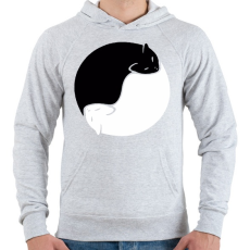 PRINTFASHION Cica yin yang - Férfi kapucnis pulóver - Sport szürke