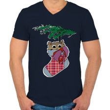 PRINTFASHION cica zokniban - Férfi V-nyakú póló - Sötétkék férfi póló