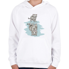 PRINTFASHION Cicából tigris - Gyerek kapucnis pulóver - Fehér