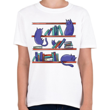 PRINTFASHION Cicák a könyvtárban - Gyerek póló - Fehér gyerek póló
