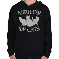 PRINTFASHION Cicák anyja - Gyerek kapucnis pulóver - Fekete gyerek pulóver, kardigán