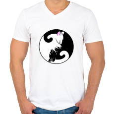 PRINTFASHION Cicák - Férfi V-nyakú póló - Fehér
