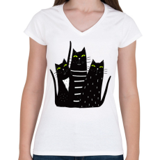 PRINTFASHION Cicák - Női V-nyakú póló - Fehér