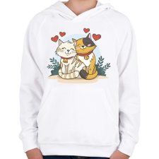 PRINTFASHION Cicák párban - Gyerek kapucnis pulóver - Fehér gyerek pulóver, kardigán