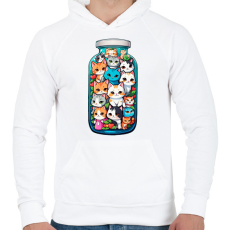PRINTFASHION Cicák üvegben - Férfi kapucnis pulóver - Fehér