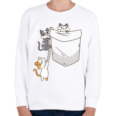 PRINTFASHION Cicák zsebben - Gyerek pulóver - Fehér