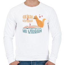 PRINTFASHION Cicákra & Könyvekre van szükségem - Férfi pulóver - Fehér