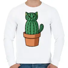 PRINTFASHION Cicás kaktusz - Férfi pulóver - Fehér férfi pulóver, kardigán