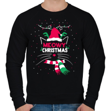 PRINTFASHION Cicás karácsony - Férfi pulóver - Fekete férfi pulóver, kardigán