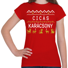 PRINTFASHION CICÁS KARÁCSONY - Női póló - Piros női póló