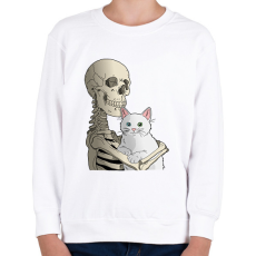 PRINTFASHION Cicás leszek amíg élek (fehér cicával) - Gyerek pulóver - Fehér