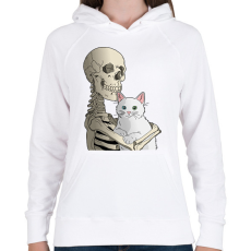 PRINTFASHION Cicás leszek amíg élek (fehér cicával) - Női kapucnis pulóver - Fehér