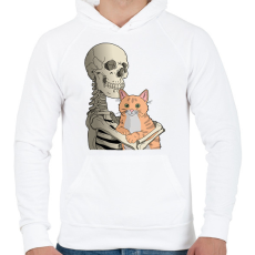 PRINTFASHION Cicás leszek amíg élek (vörös cicával) - Férfi kapucnis pulóver - Fehér