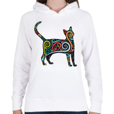 PRINTFASHION Cicás póló - Női kapucnis pulóver - Fehér