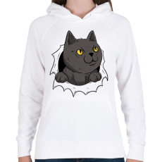 PRINTFASHION Cicás póló - Női kapucnis pulóver - Fehér