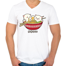 PRINTFASHION Cicás ramen - Férfi V-nyakú póló - Fehér