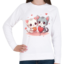 PRINTFASHION Cicás szív - Női pulóver - Fehér női pulóver, kardigán