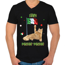 PRINTFASHION Cicc-cicc - Italy - Férfi V-nyakú póló - Fekete férfi póló