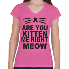 PRINTFASHION Cicózol velem? meoww - Női V-nyakú póló - Rózsaszín női póló