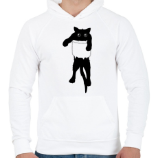 PRINTFASHION Cicus zsebben  - Férfi kapucnis pulóver - Fehér