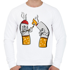 PRINTFASHION Cigaretta pár - Férfi pulóver - Fehér