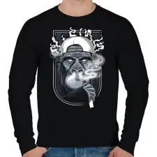 PRINTFASHION Cigis majom - Férfi pulóver - Fekete férfi pulóver, kardigán