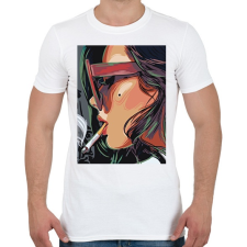 PRINTFASHION Cigiző lány - Férfi póló - Fehér férfi póló