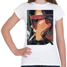 PRINTFASHION Cigiző lány - Női póló - Fehér női póló