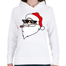 PRINTFASHION Cigiző mikulás - Női kapucnis pulóver - Fehér női pulóver, kardigán