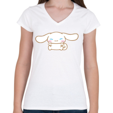 PRINTFASHION Cinnamonroll Sanrio - Női V-nyakú póló - Fehér női póló