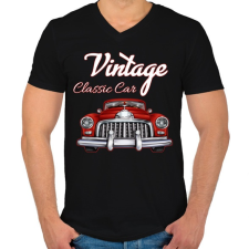 PRINTFASHION Classic car - Férfi V-nyakú póló - Fekete férfi póló