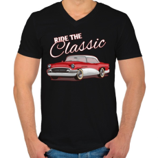 PRINTFASHION Classic car  - Férfi V-nyakú póló - Fekete