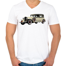 PRINTFASHION Classic - Férfi V-nyakú póló - Fehér