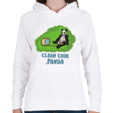 PRINTFASHION clean code panda - Női kapucnis pulóver - Fehér női pulóver, kardigán