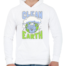 PRINTFASHION Clean Earth - Férfi kapucnis pulóver - Fehér férfi pulóver, kardigán